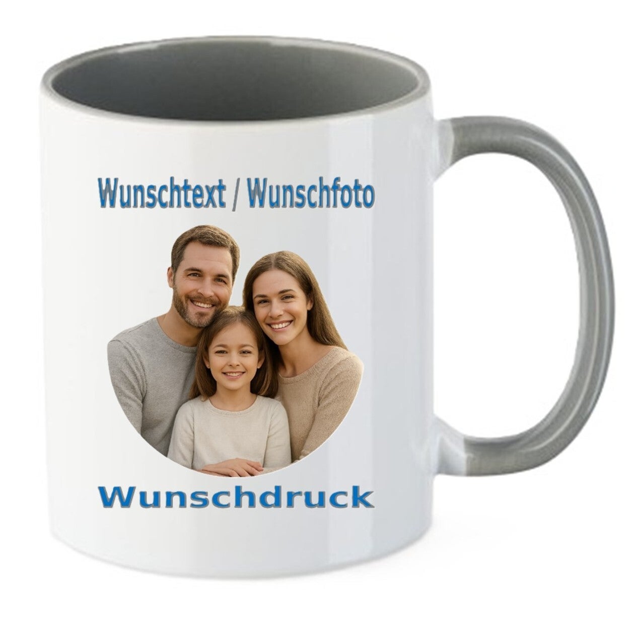 Tasse mit Wunschdruck Grau / Weiß TNW