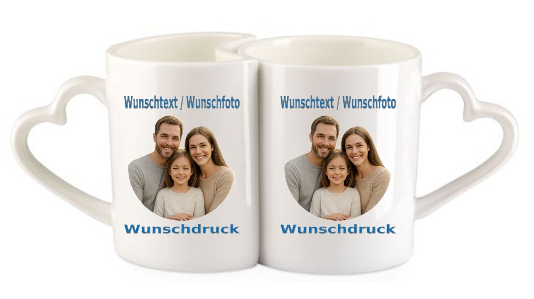 Tasse Herzgriff 2er Set mit Wunschdruck TNW
