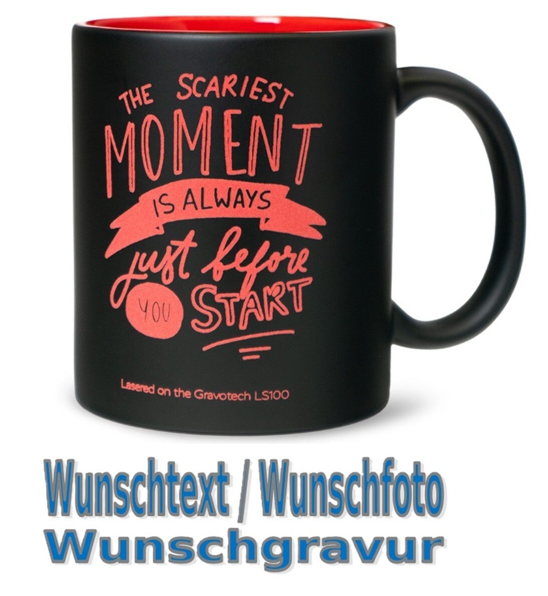 Tasse Schwarz Rot mit Wunschgravur TNW