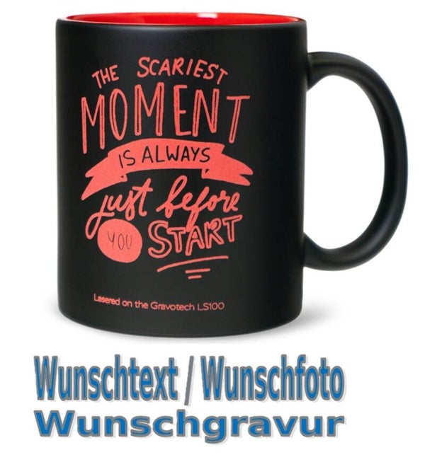Tasse Schwarz Rot mit Wunschgravur TNW