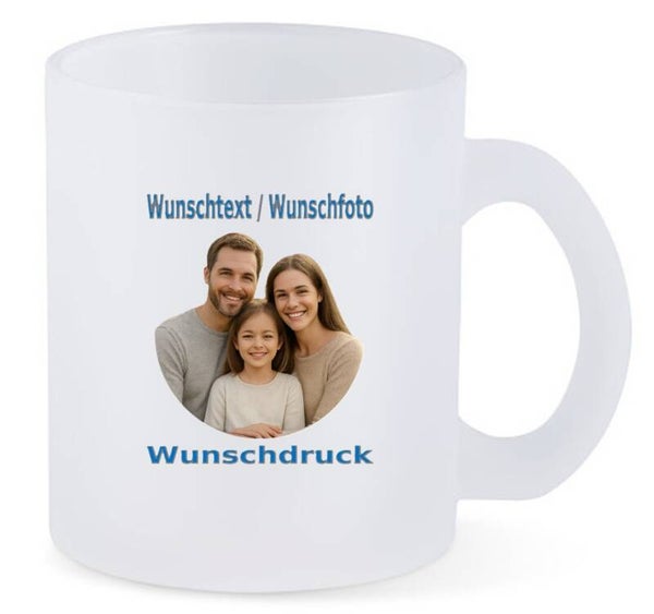 Tasse Glas Milchig mit Wunschdruck TNW