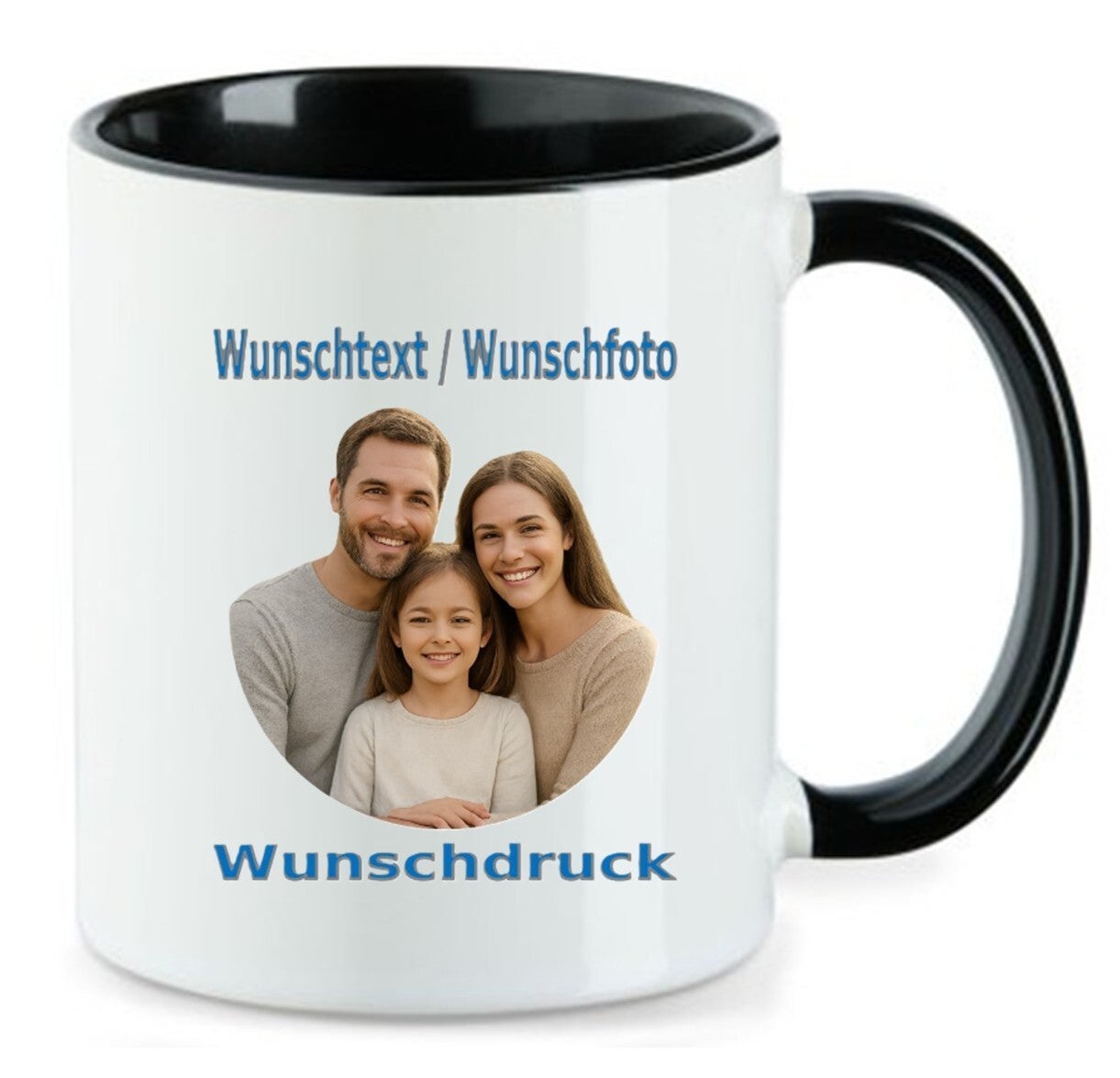 Tasse mit Wunschdruck Schwarz / Weiß TNW