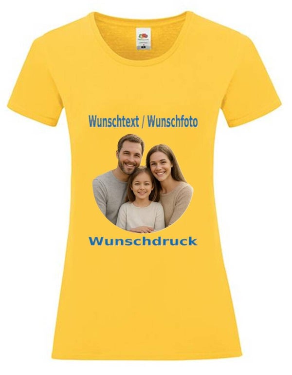 Damen Tshirt mit Wunschdruck Gelb