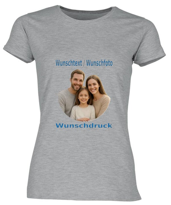 Damen Tshirt mit Wunschdruck Grau