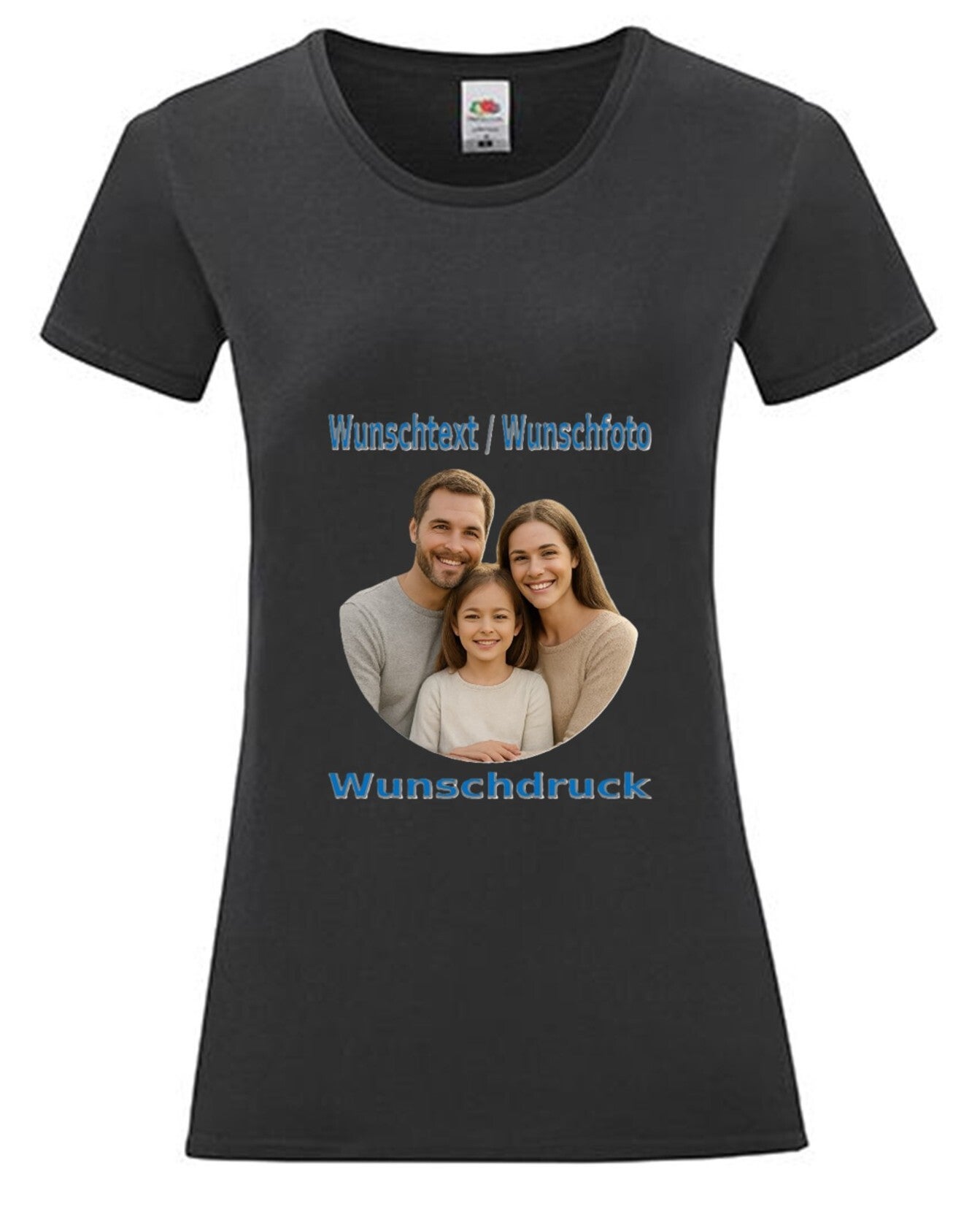 Damen Tshirt mit Wunschdruck Schwarz