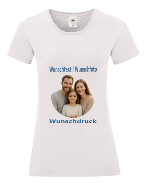 Damen Tshirt mit Wunschdruck Weiß