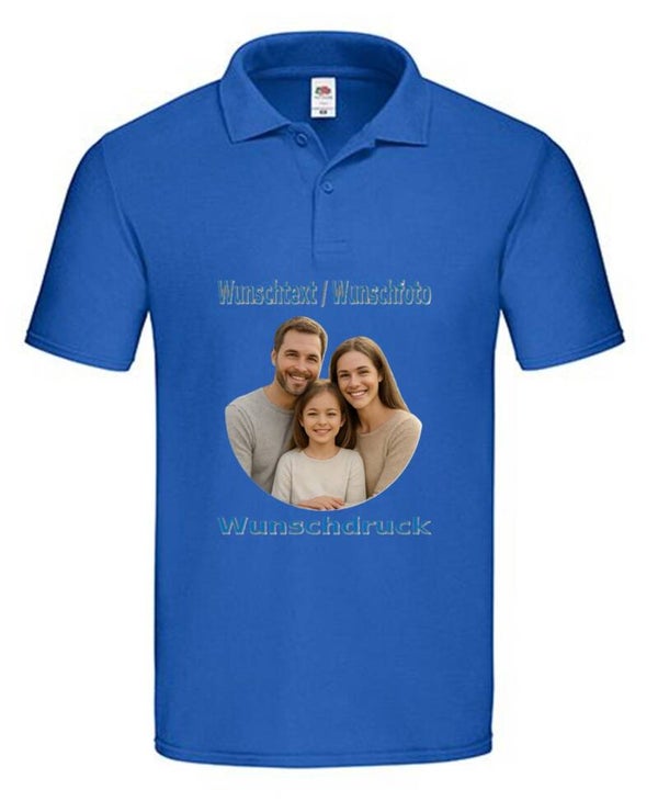 Poloshirt Unisex mit Wunschdruck Blau