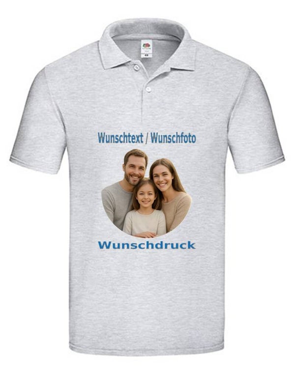 Poloshirt Unisex mit Wunschdruck Grau