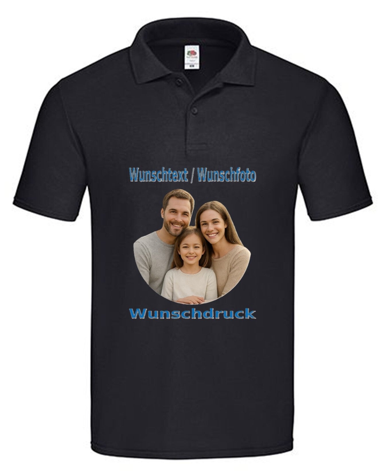 Poloshirt Unisex mit Wunschdruck Schwarz