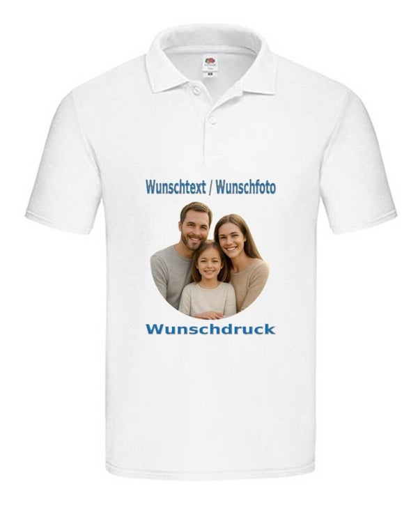 Poloshirt Unisex mit Wunschdruck Weiß
