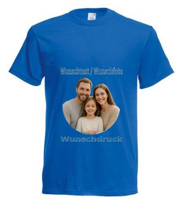 Tshirt Unisex mit Wunschdruck Blau