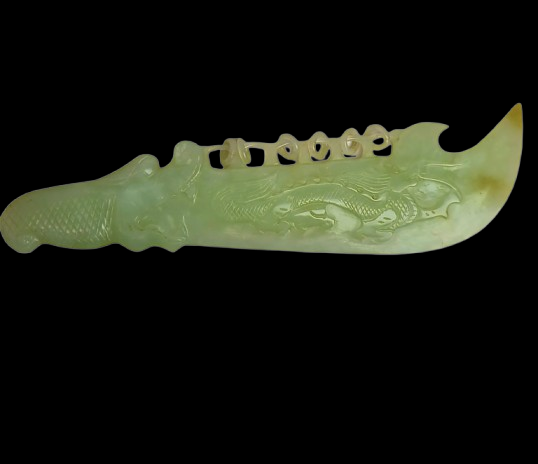 6 ring Chinese jade ornamental dragon dagger