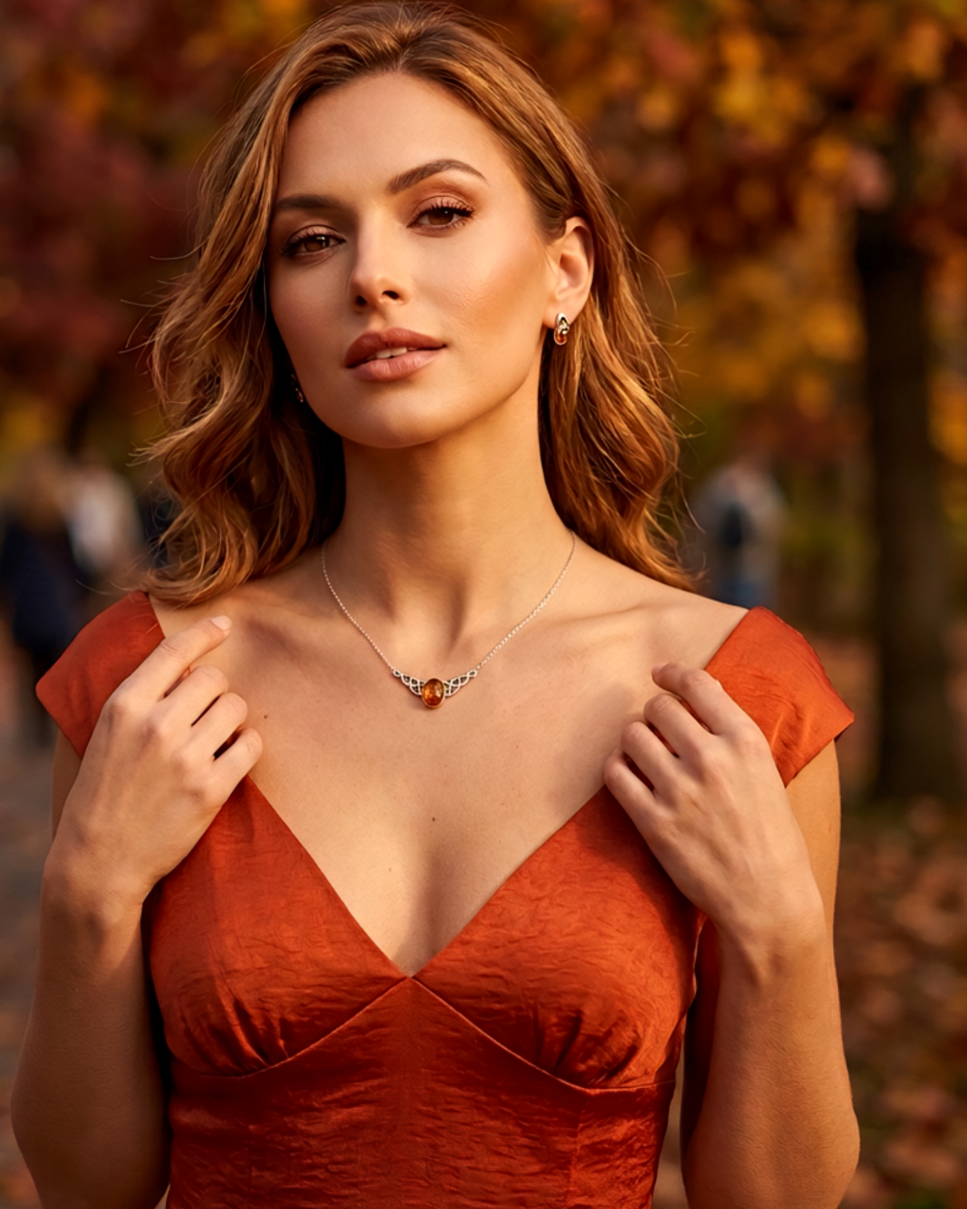 Vintage 925 celtic amber necklace