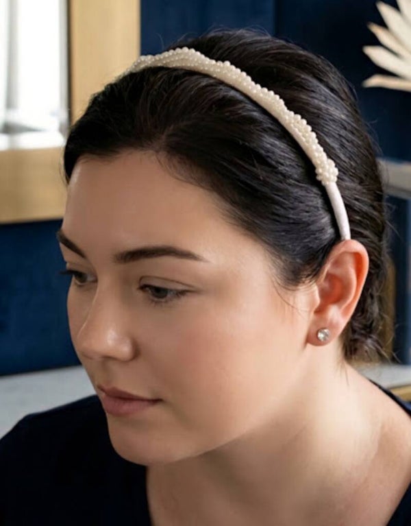 2015 Hand-Beaded Ivory Tiara By Designer Charlotte Smith