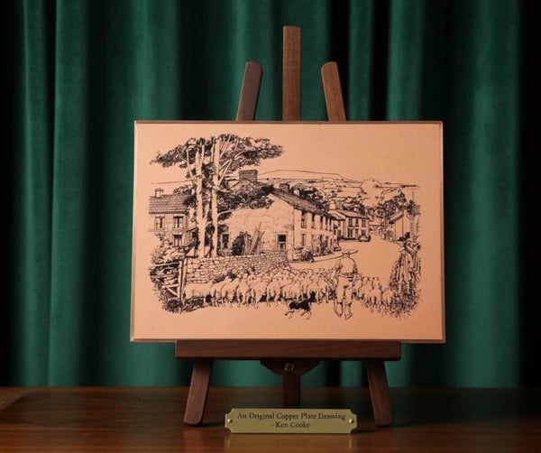 1990s Artist Ken Cooke Copper Drawing