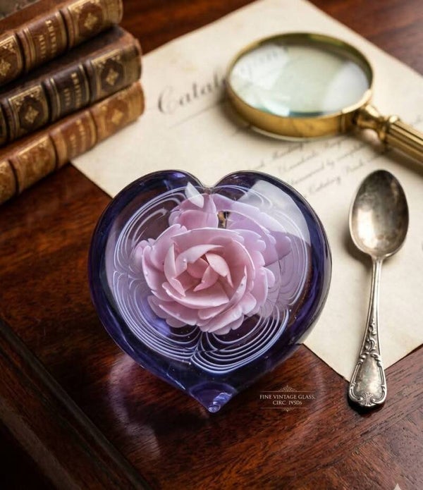 1950s Heart of glass paperweight