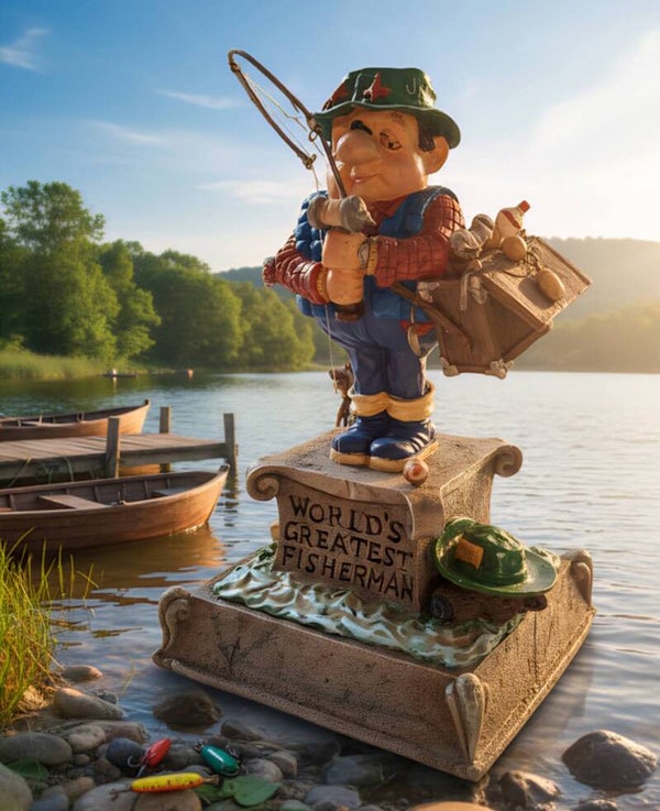 Rare 1990s Fishing Sculpture by Gary Patterson