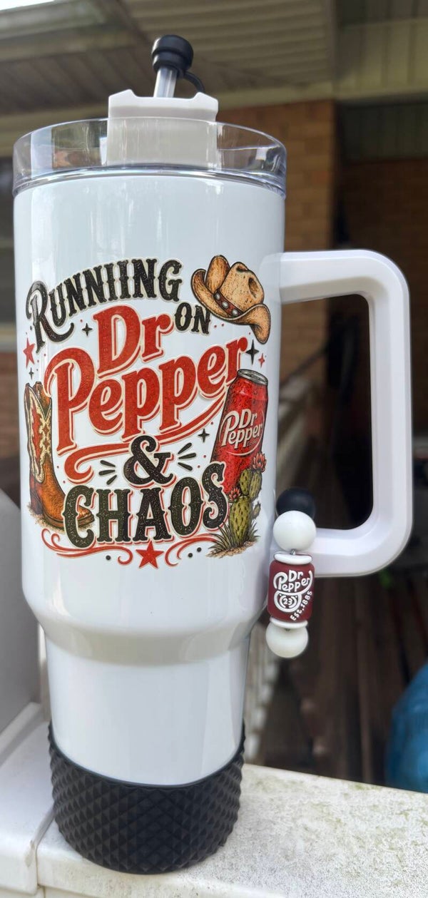 Running on Dr Pepper and Chaos Tumbler Set