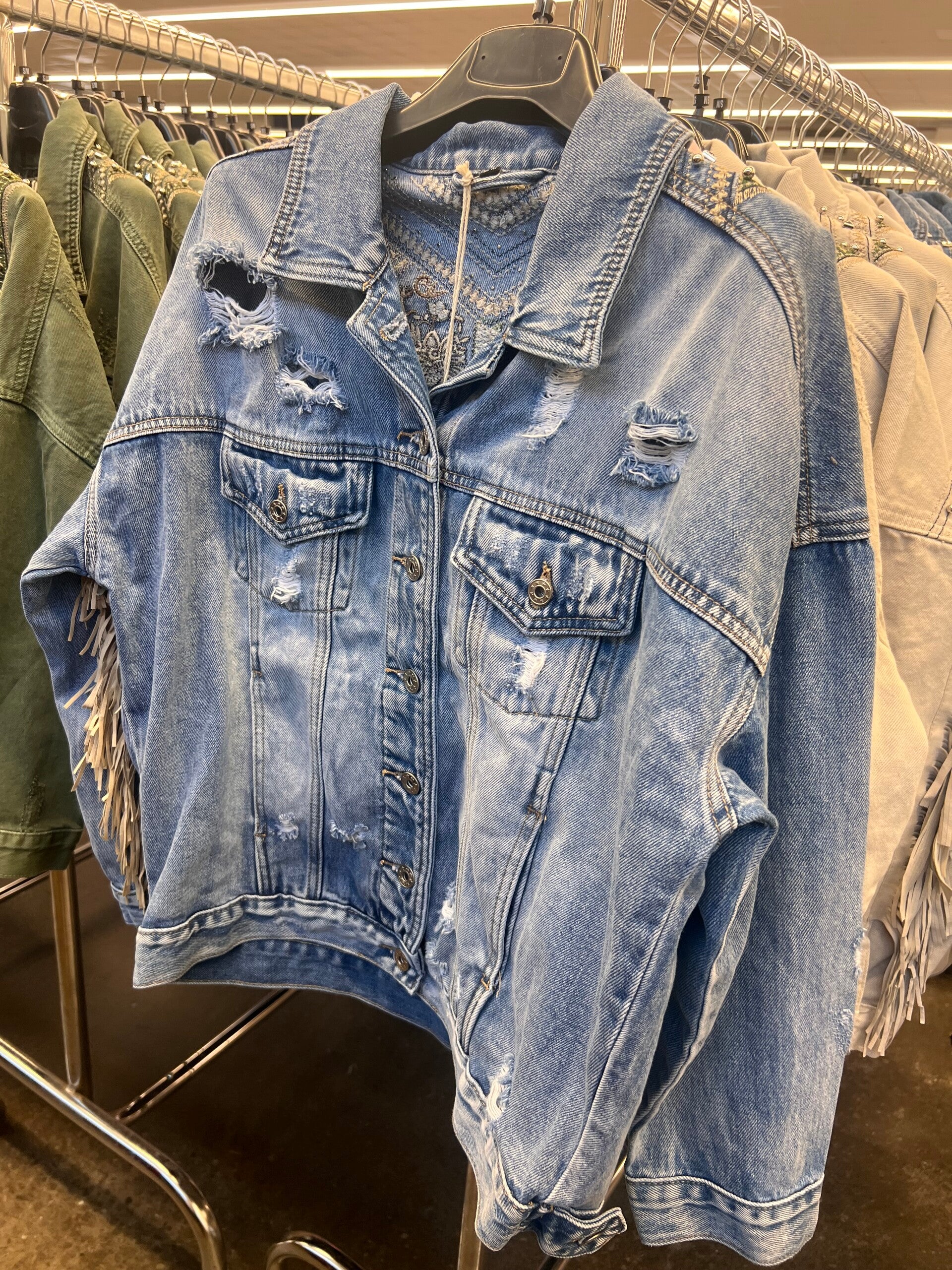 Giacca jeans frange