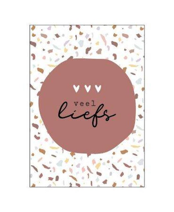 Ansichtkaart - Veel liefs (terrazzo print)