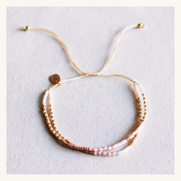 Dubbel miyuki armbandje Nude-Wit-Taupe