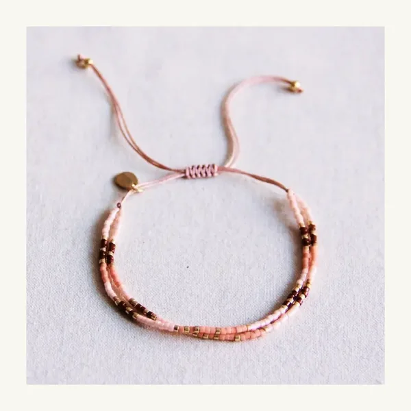 Dubbel miyuki armbandje Roze-Nude-Bordeaux