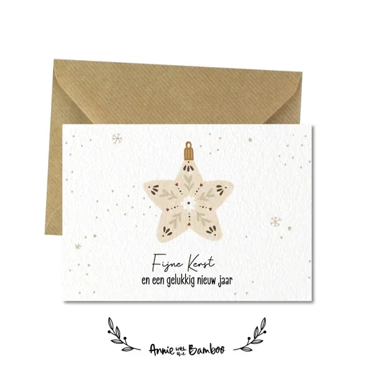 Dubbelgevouwen wenskaart - Fijne Kerst en een gelukkig Nieuwjaar