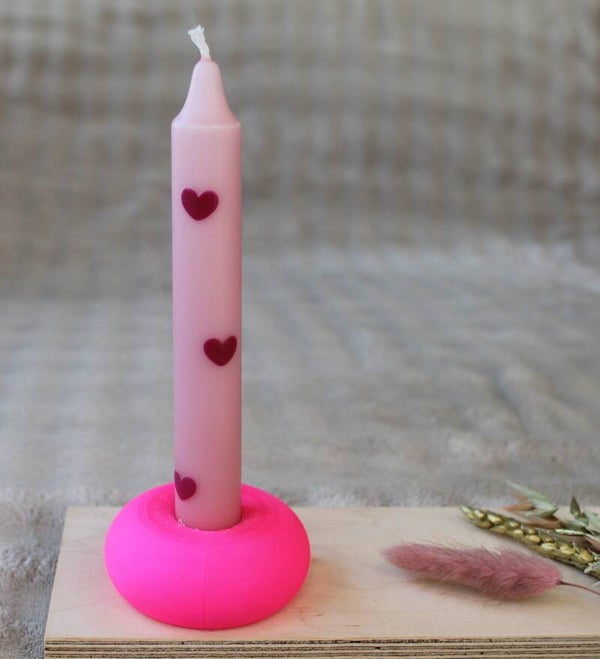 Dinerkaars Roze met rode hartjes
