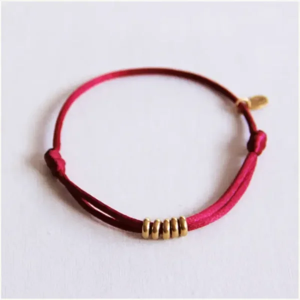 Satijnen armbandje met ringen Bordeaux-Goud
