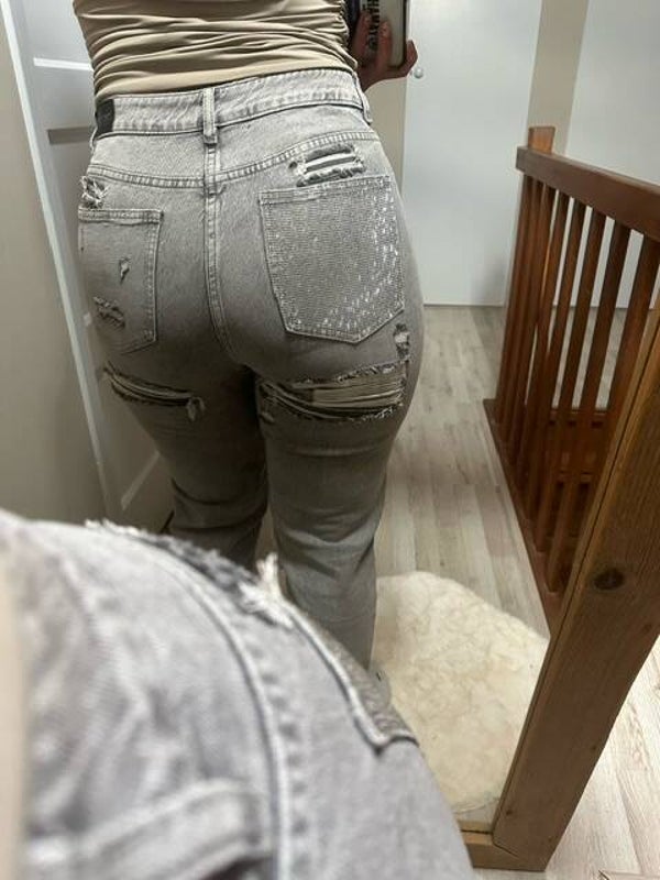 Grey Glam Destroyed Jeans