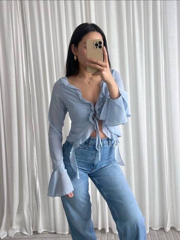 Luna Blouse - Blauw & Groen