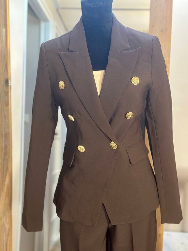 Bruin Blazer met Gouden Knopen