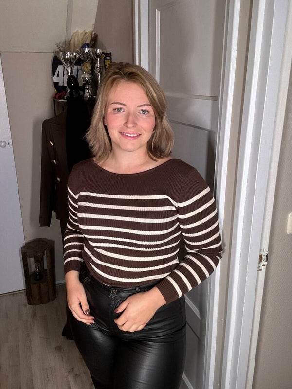 Gestreepte Body met Open Rug