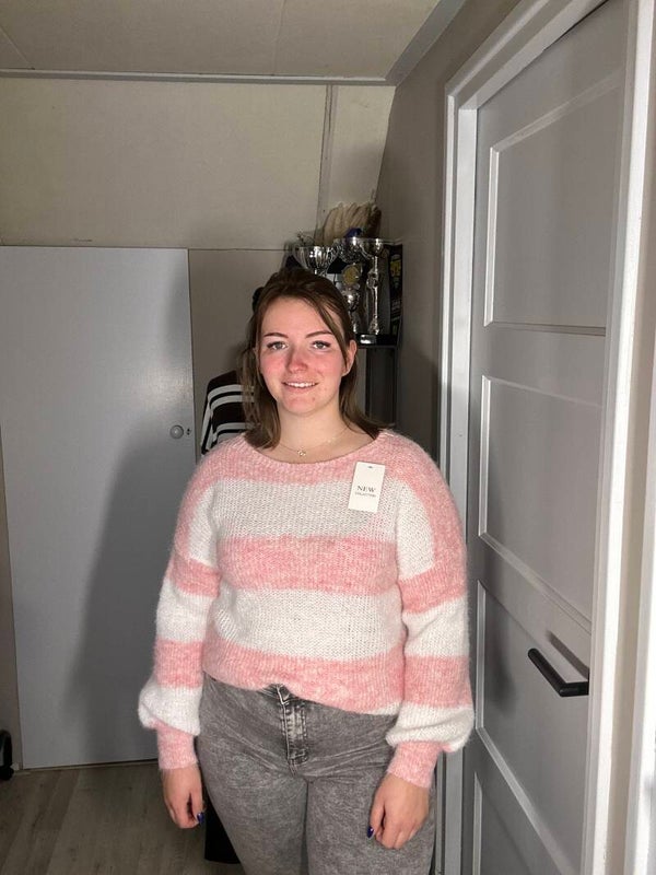 Gestreepte Trui Licht Roze / Off White