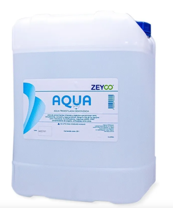 AGUA TRIDESTILADA 20 LITROS ZEYCO
