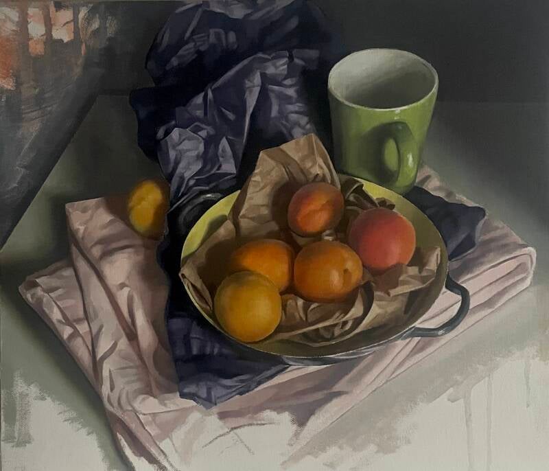 Apricots with green mug