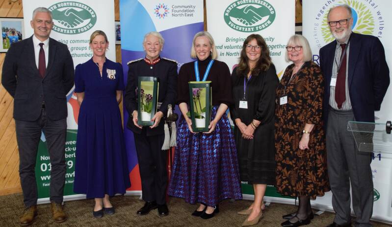 •	Group 1 - David Smith MP, Lucia Bridgeman (Community Foundation North East), Lord-Lieutenant, High Sherriff, Fiona Calder (Manager of NNVF), Jan Casson (Vice-Chair of NNVF) and Lord Joicey (President of the NNVF)