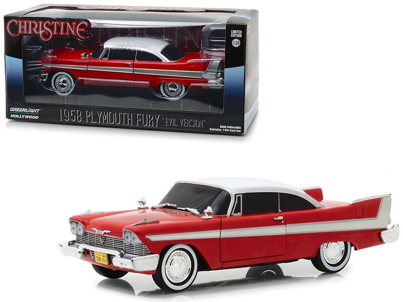 1958 Plymouth Fury 'Christine' Evil Version Blacked Out Windows 1:24 Die cast Model Car Greenlight 84082
