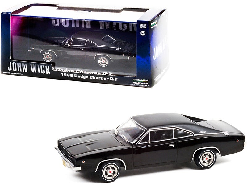 1968 Dodge Charger R/T Black John Wick 1/43 Scale Diecast Model 86608
