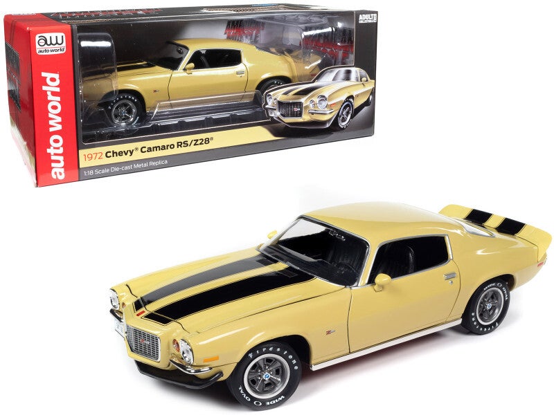 1972 Chevrolet Camaro RS Z28 Cream Yellow Die cast Model Car 1:18 Scale Limited Edition by Auto World AMM1311