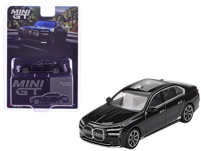 BMW I7 zDrive 60 Black Sapphire 1/64 Scale Diecast Model MGT00802