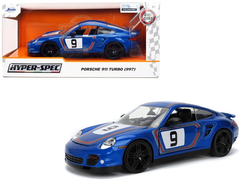 Jada 1/24 Scale Porsche 911 Turbo (997) Blue Diecast-36372