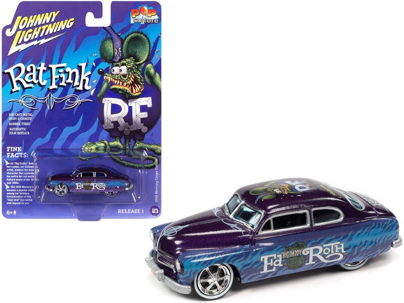 1949 Mercury Coupe Custom Purple Rat Fink 1/64 Die cast Model Car by Johnny Lightning JLPC006-JLSP238