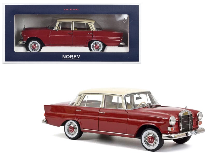 1966 Mercedes-Benz 200 Red 1:18 Scale Die cast Model Car by Norev - Vintage Automobile Replica 183706