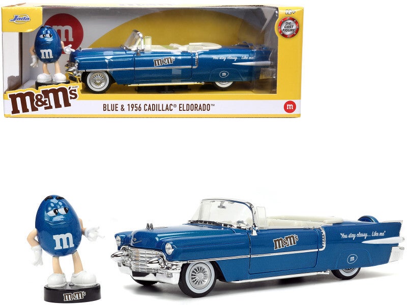 1956 Cadillac Eldorado Convertible with Blue M&M Figure - 1:24 Scale Die cast Model by Jada 33726