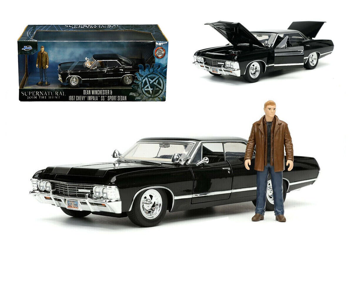 Dean Winchester Figurine & 1967 Chevy Impala Die cast 1/24 Scale 32250