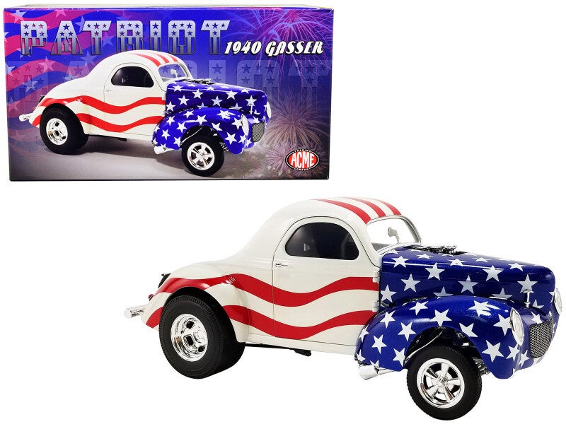 1940 Willys Patriot Gasser Drag Car American Flag 1:18 Scale Die-Cast Model by ACME Limited Edition A1800923