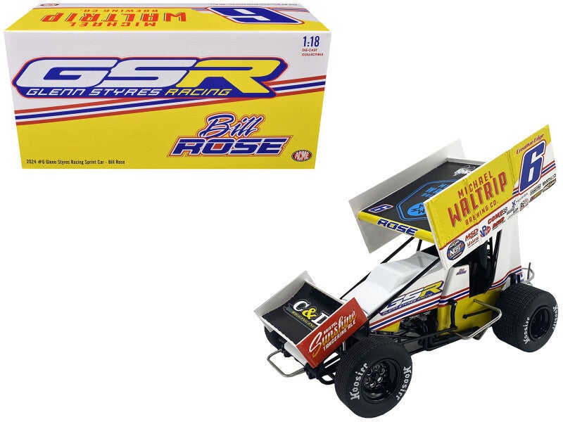 Winged Sprint Car #6 Bill Rose 1/18 Scale Diecast Model A1824014