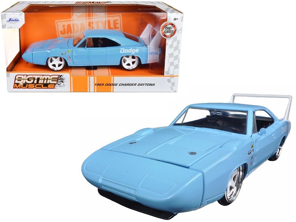1969 Dodge Charger Daytona Light Blue 1:24 Scale Die cast Model Car Collectible by Jada 98169