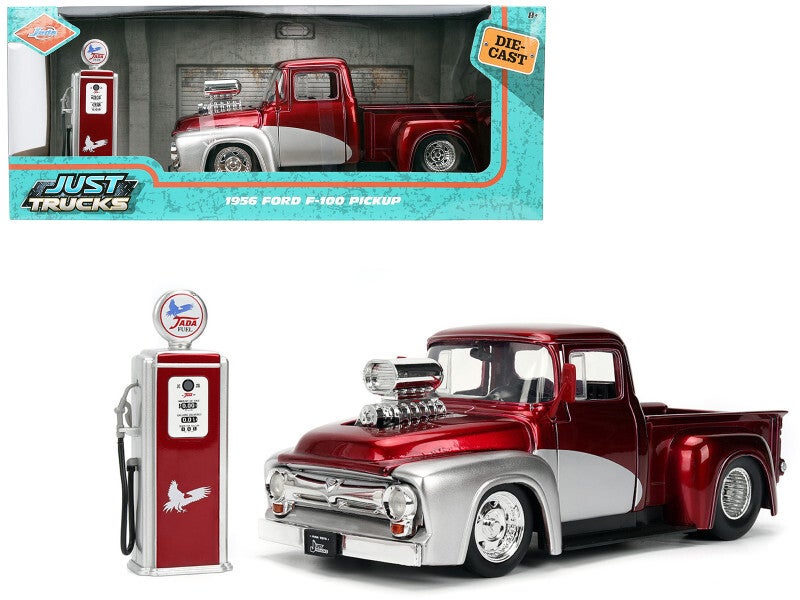 1956 Ford F-100 Pickup W/Gas Pump 1/24 Scale Diecast Model 35053